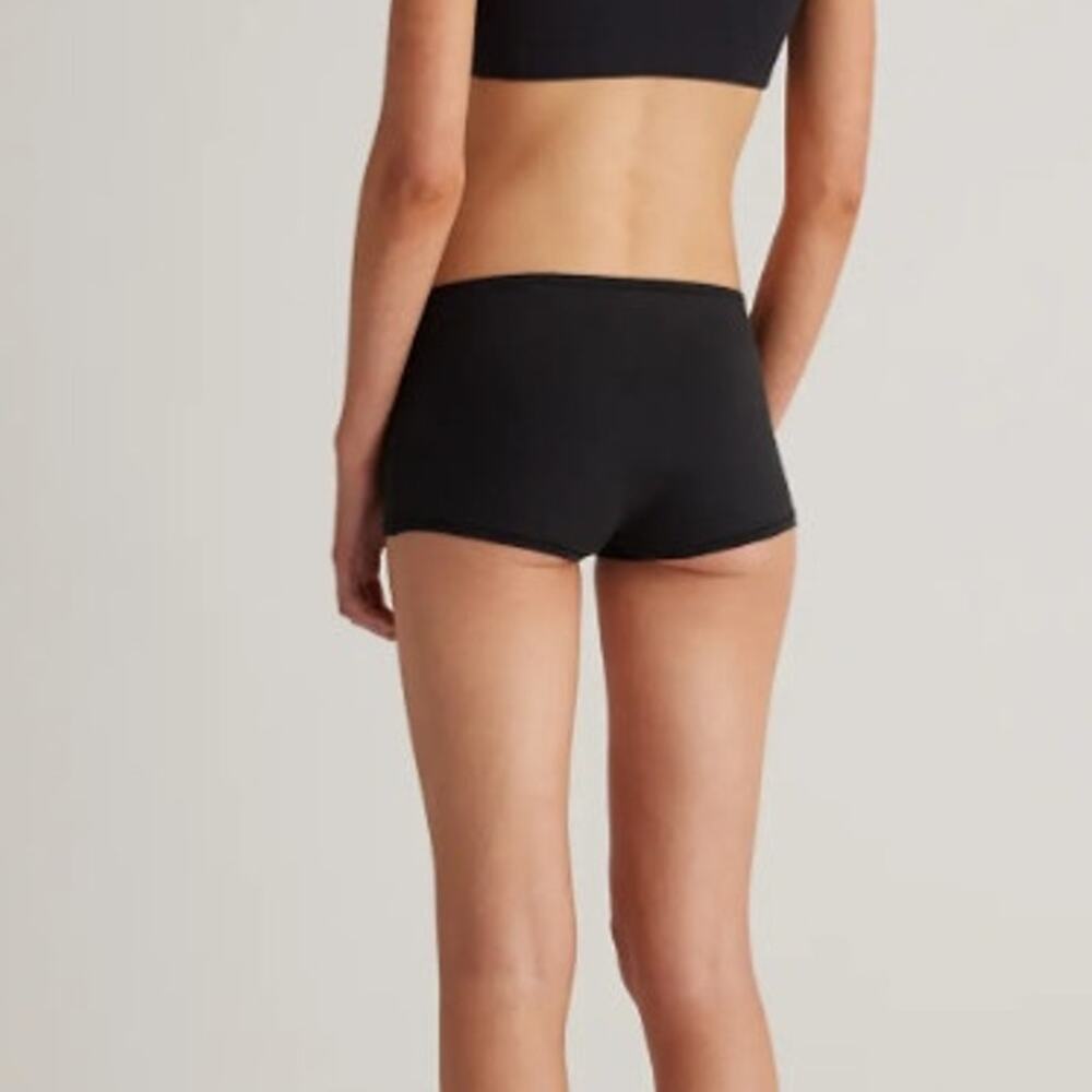Quince Organic Cotton Boyshort Underwear Black Size L New - Picture 3 of 5